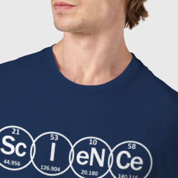 Футболка с принтом Science для мужчины, вид на модели спереди №4. Цвет основы: темно-синий