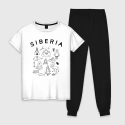 Женская пижама с белой футболкой хлопок Siberia