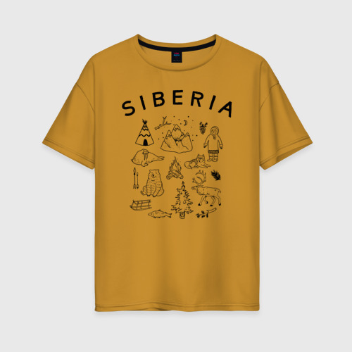 Женская футболка хлопок Oversize Siberia, цвет горчичный