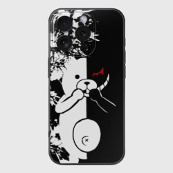 Чехол для iPhone 16 Pro Max силиконовый с защитой камеры Monokuma держит руки