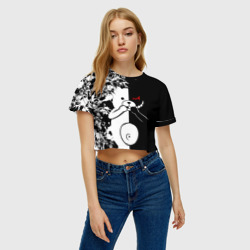 Женская футболка Crop-top 3D Monokuma держит руки - фото 2