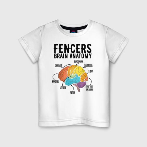 Детская футболка хлопок Fences Brain Anatomy, цвет белый