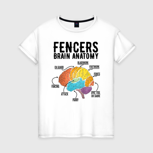 Женская футболка хлопок Fences Brain Anatomy, цвет белый