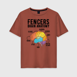 Женская футболка хлопок Oversize Fences Brain Anatomy