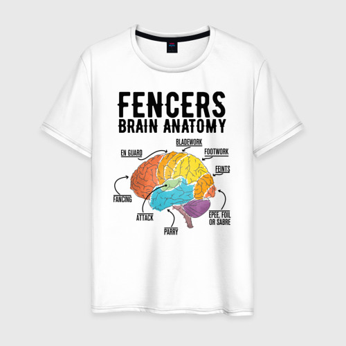 Мужская футболка хлопок Fences Brain Anatomy, цвет белый
