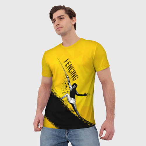 Мужская футболка 3D с принтом Fencing, фото на моделе #1