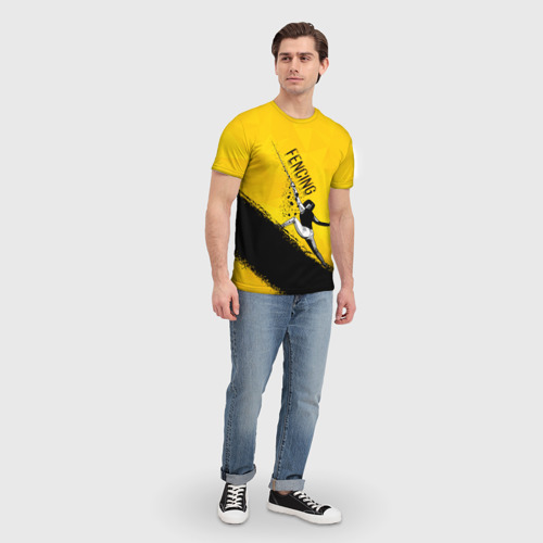 Мужская футболка 3D с принтом Fencing, вид сбоку #3