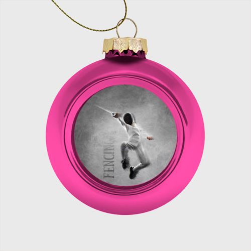 Стеклянный ёлочный шар Fencing, цвет розовый