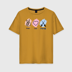 Женская футболка хлопок Oversize Peace, love, fencing