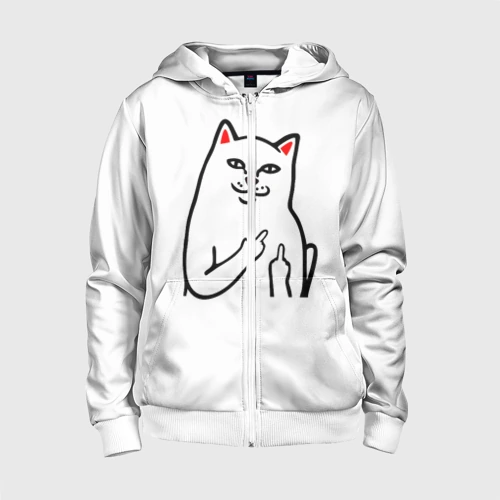 Детская толстовка 3D на молнии Meme Cat