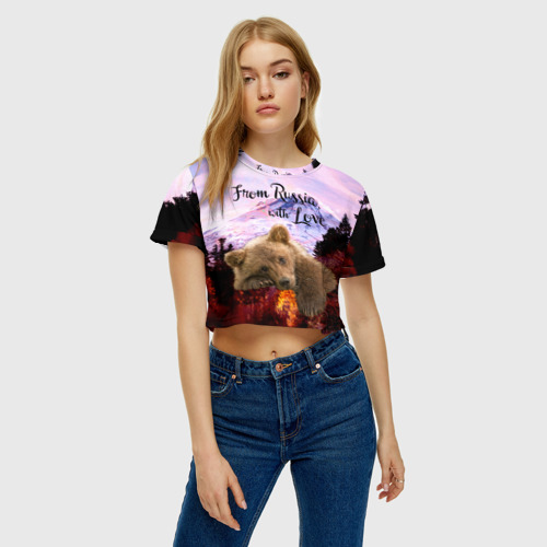 Женская футболка Crop-top 3D Из России с любовью, цвет 3D печать - фото 4