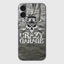 Чехол для iPhone 16 силиконовый с защитой камеры Crazy garage