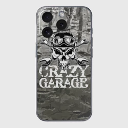 Чехол для iPhone 15 Pro силиконовый с защитой камеры Crazy garage