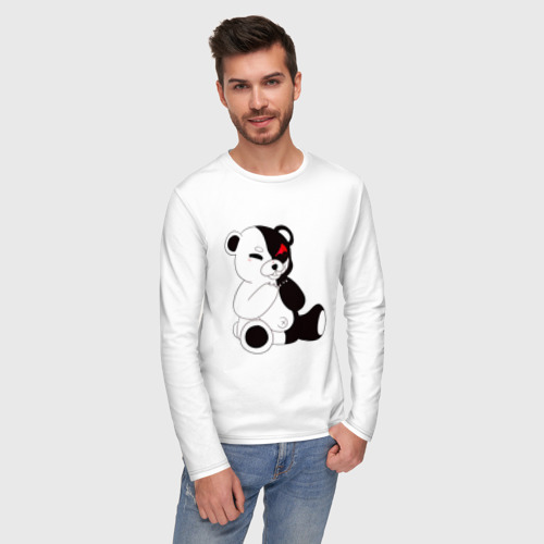 Мужской лонгслив хлопок Monokuma ехидный, цвет белый - фото 3