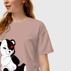 Женская футболка хлопок Oversize Monokuma ехидный - фото 2