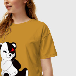 Женская футболка хлопок Oversize Monokuma ехидный - фото 2