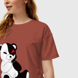 Женская футболка хлопок Oversize Monokuma ехидный - фото 2