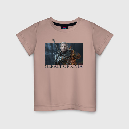 Детская футболка хлопок Geralt of Rivia, цвет пыльно-розовый