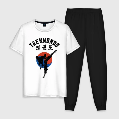 Мужская пижама с белой футболкой хлопок Taekwondo
