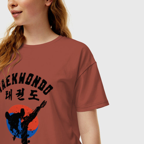 Женская футболка хлопок Oversize Taekwondo, цвет кирпичный - фото 3