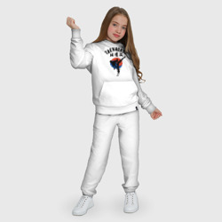 Костюм с принтом Taekwondo для ребенка, вид на модели спереди №4. Цвет основы: белый