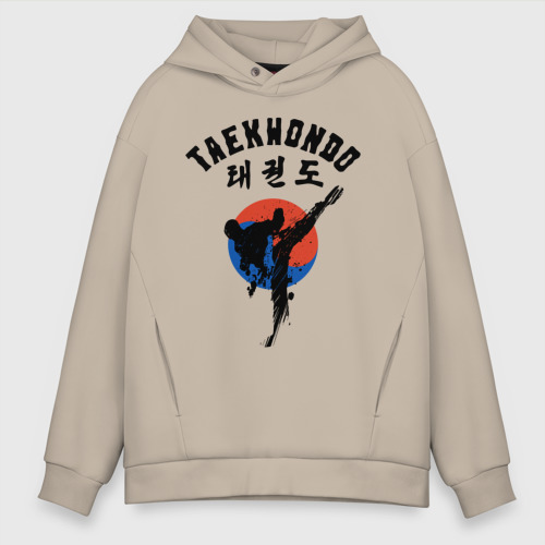 Мужское худи Oversize хлопок Taekwondo, цвет миндальный