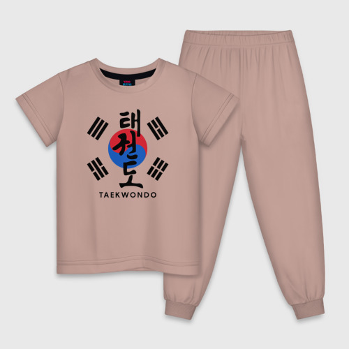 Детская пижама хлопок с принтом Taekwondo, вид спереди #2