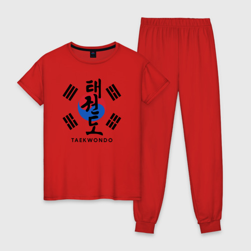 Женская пижама хлопок с принтом Taekwondo, вид спереди #2