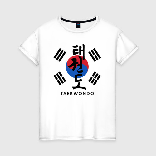Женская футболка хлопок с принтом Taekwondo, вид спереди #2