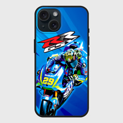 Чехол силиконовый для Apple iPhone 15 матовый Suzuki MotoGP