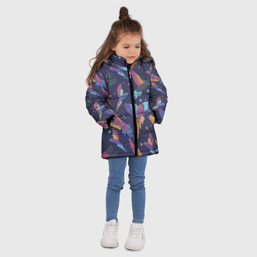 Зимняя куртка для девочек 3D Райские попугаи, цвет красный - фото 5