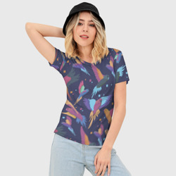 Женская футболка 3D Slim Райские попугаи - фото 2