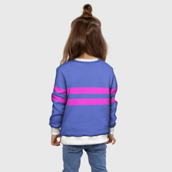 Свитшот с принтом Undertale frisk фриск для ребенка, вид на модели сзади №4. Цвет основы: белый