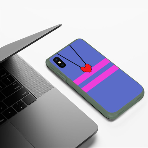 Чехол для iPhone XS Max матовый Undertale frisk фриск, цвет темно-зеленый - фото 5