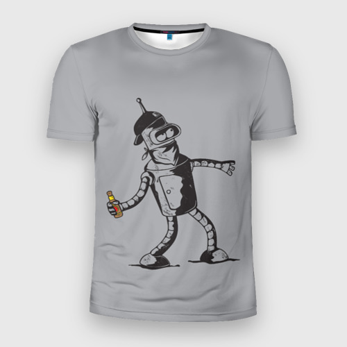 Мужская футболка 3D Slim Futurama. Bender Banksy, цвет 3D печать