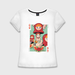 Женская футболка хлопок Slim Матрешка современная - карта дамы