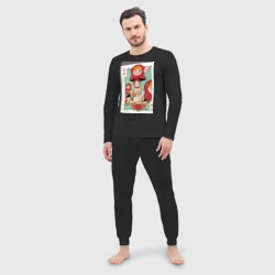 Мужская пижама с лонгсливом хлопок Матрешка современная - карта дамы - фото 2