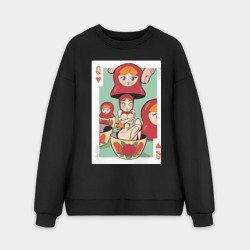 Мужской свитшот oversize без начеса хлопок Матрешка современная - карта дамы