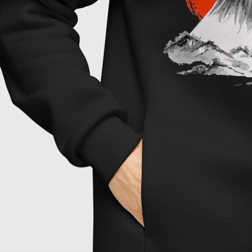Мужское худи Oversize хлопок Гора Фудзияма, цвет черный - фото 8