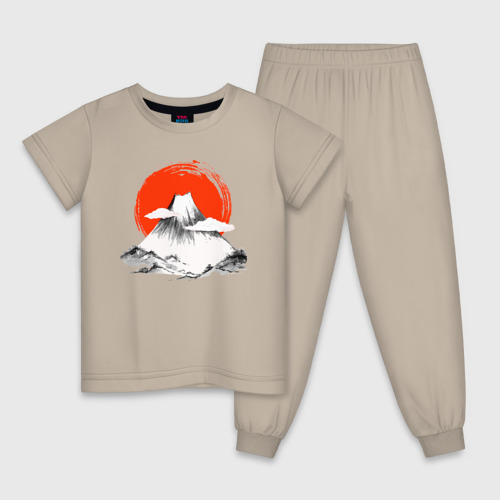 Детская пижама хлопок с принтом Гора Фудзияма, вид спереди #2