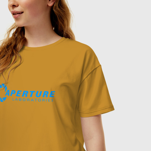 Женская футболка хлопок Oversize Portal, цвет горчичный - фото 3