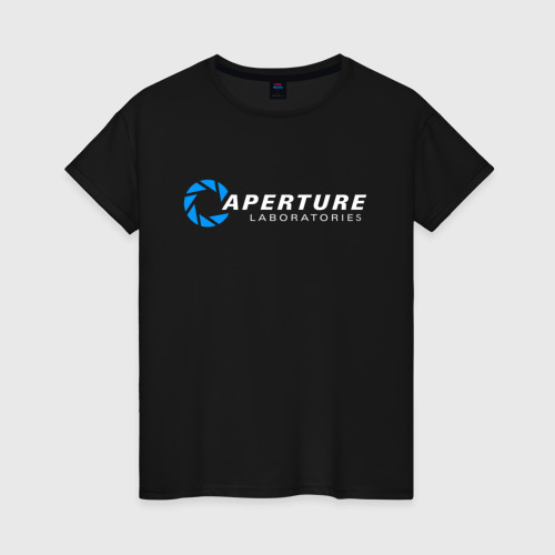Женская футболка хлопок Portal, цвет черный