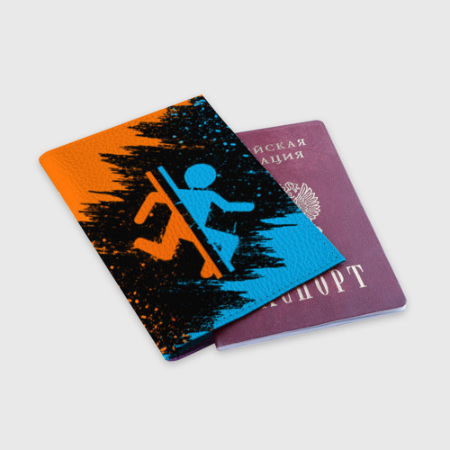 Обложка для паспорта матовая кожа Портал 2, цвет фиолетовый - фото 3