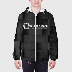 Куртка с принтом Portal для мужчины, вид на модели спереди №3. Цвет основы: белый