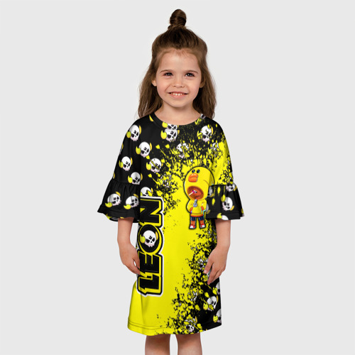 Детское платье 3D с принтом Brawl Stars  (леон), вид сбоку #3