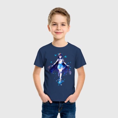 Детская футболка хлопок с принтом Пархай как бабочка, фото на моделе #1