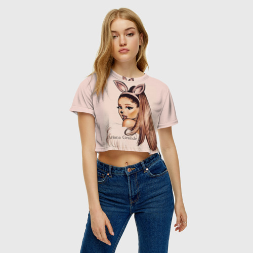 Женская футболка Crop-top 3D Ariana Grande (Ариана Гранде), цвет 3D печать - фото 3