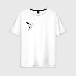 Женская футболка хлопок Oversize Геометрическая птица