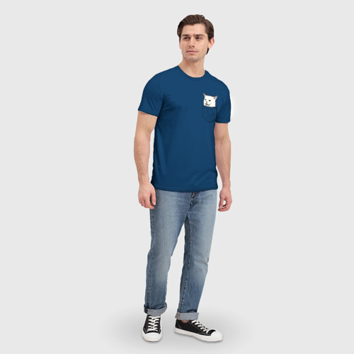 Мужская футболка 3D с принтом Смадж в кармане, вид сбоку #3