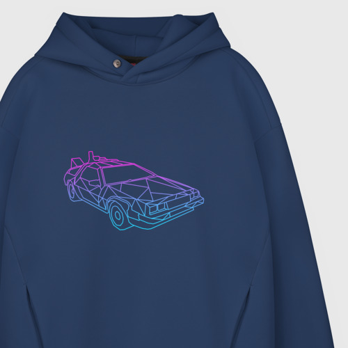 Мужское худи Oversize хлопок DeLorean gradient, цвет темно-синий - фото 4